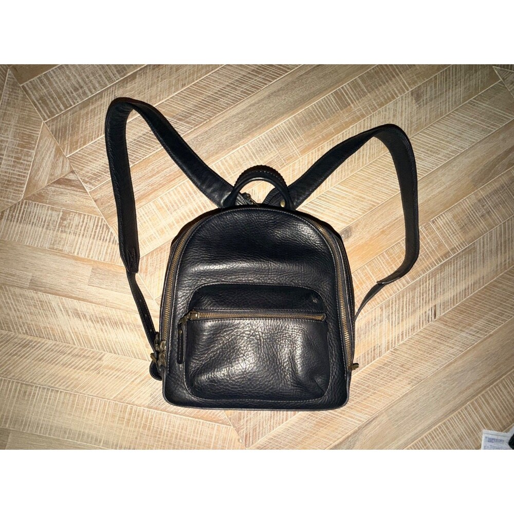 Will Leather Goods Black all Leather Backpack with Dustbag Medium Size Bag